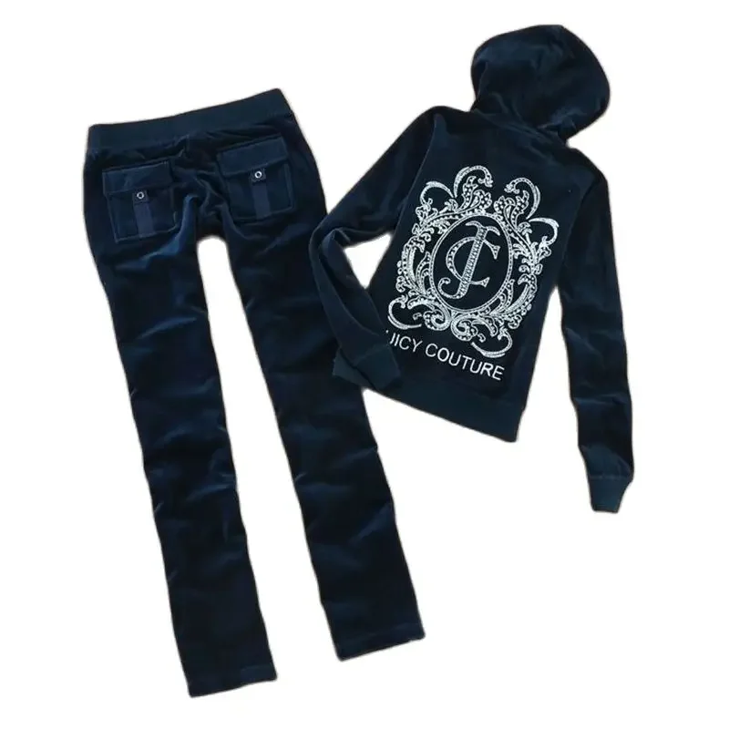 

Spring/Fall 2024 Women's Brand Velvet Fabric Tracksuits Velour Suit Women Suit Hoodies and Pants Juicy Tracksuit Suit