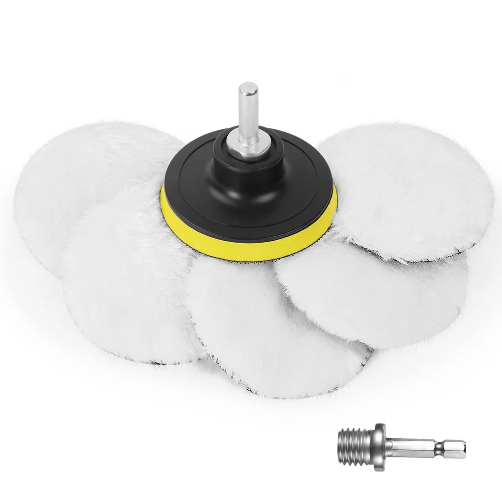 

8Pcs Wool Polishing Pad With M10 Drill Bit Adapter & Hex Shank Drill Bit Adapter Buffing Polishing Pads Car Paint Floors