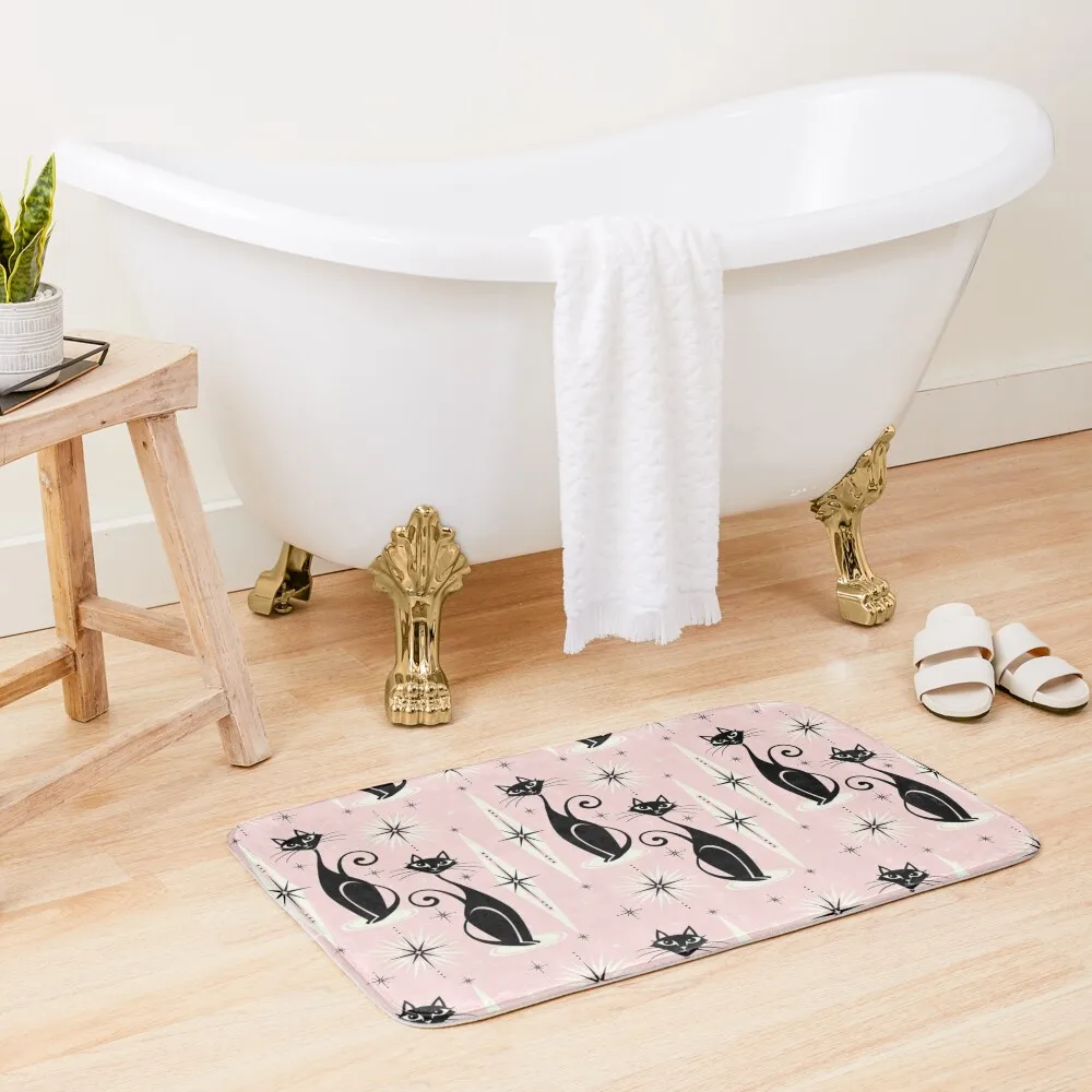 Mid Century Meow Retro Atomic Cats Bath Mat Bathroom Slip Hallways Bath Room Acessories Carpet For Shower Bathroom Rug Mat