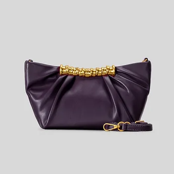 Elegante borsa da donna con volant Hobos Clucth Designer di lusso con manico in metallo Borse da donna Borse a tracolla a tracolla in morbida pelle Pu Borse da festa