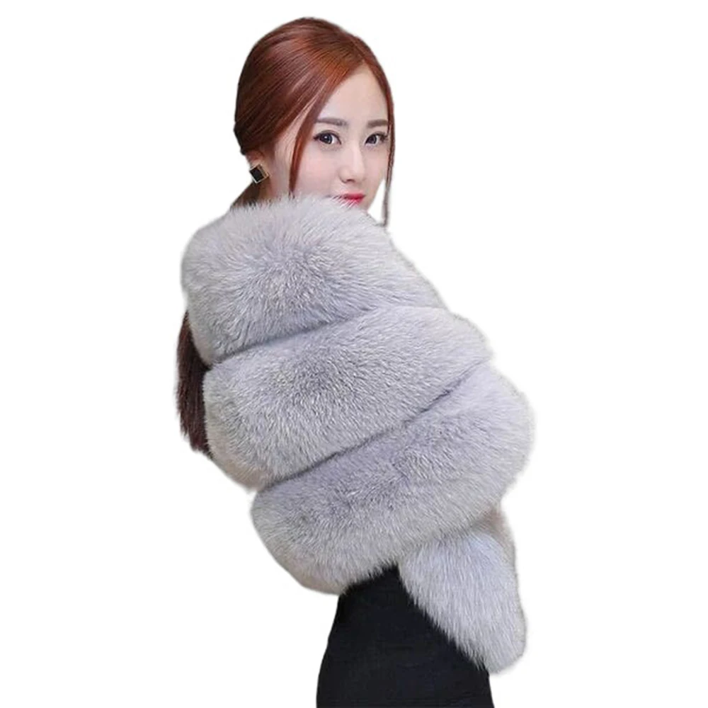 Women Fox Fur Shawl Cheongsam White Pink Black Wedding Dress Bride Elegant Cape Winter Capes Ponchos Thicken Warm Cloak Jacket