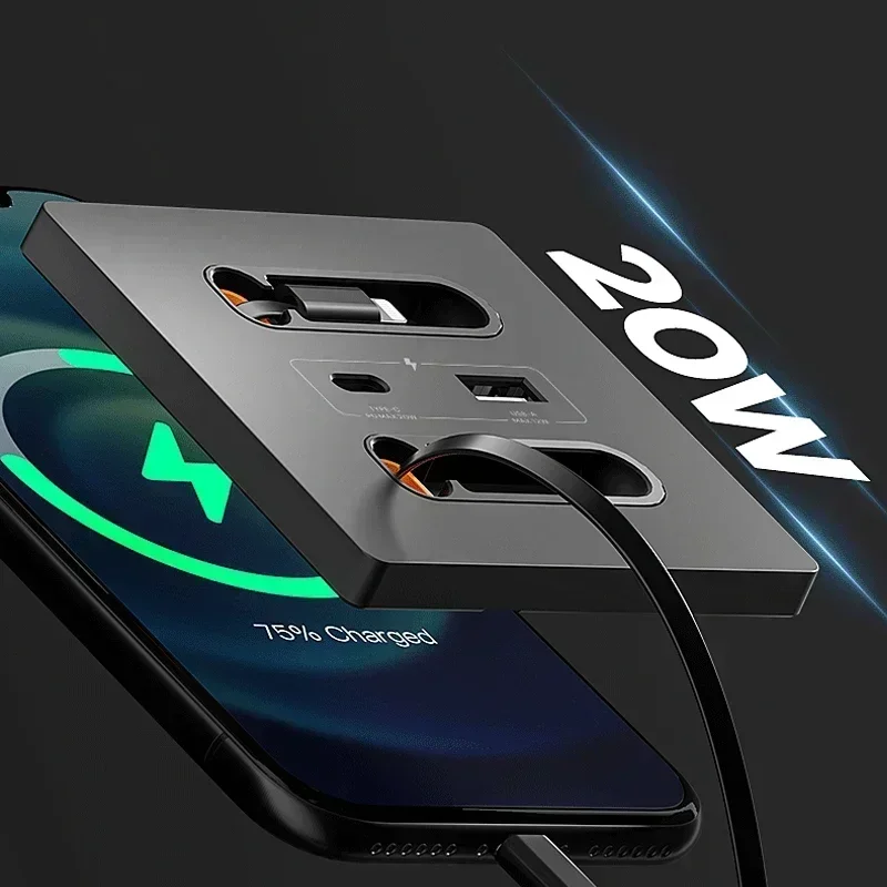 مقبس ذكي عالمي مع خط شحن 20 وات شحن سريع USB C Por...