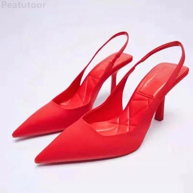 Shoes For Women 2022 Sandals ZARZ Luxury Brand Summer Fashion Transparentes Rhinestones Pointed Heeled Slippers Woman Sexy Pumps Red