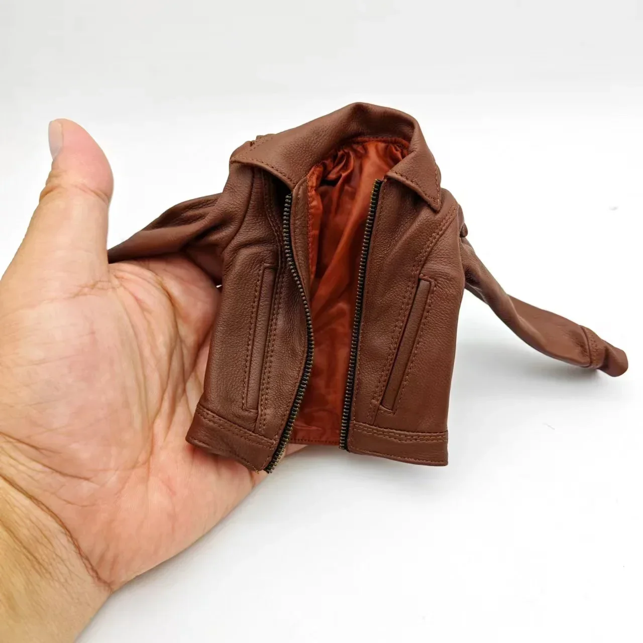 1/6 Scale Male Fashion Brown Pu Leather Jacket Coat Clothes Model