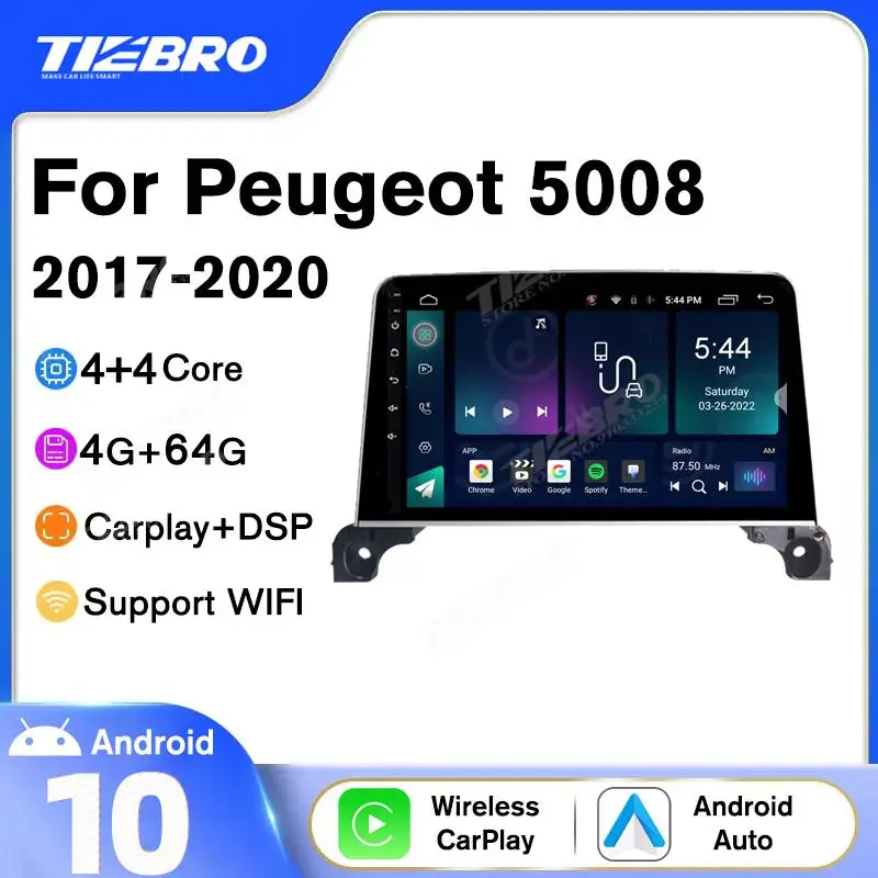 

Tiebro Autoradio Android 10 For Peugeot 5008 4008 3008 2017-2020 Car Radio Multimedia IPS Screen Car Stereo DSP GPS No 2din DVD