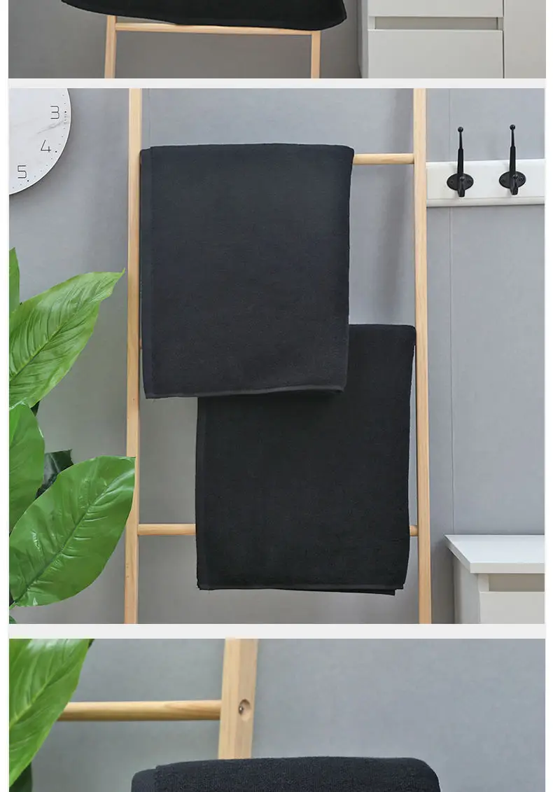 Description Picture 6 of itemSolid Color Home Hotel Bath Towels Bath Shower Cotton Bathroom Cloth Towels SPA Club Sauna Beauty Salon Hand Towel Black