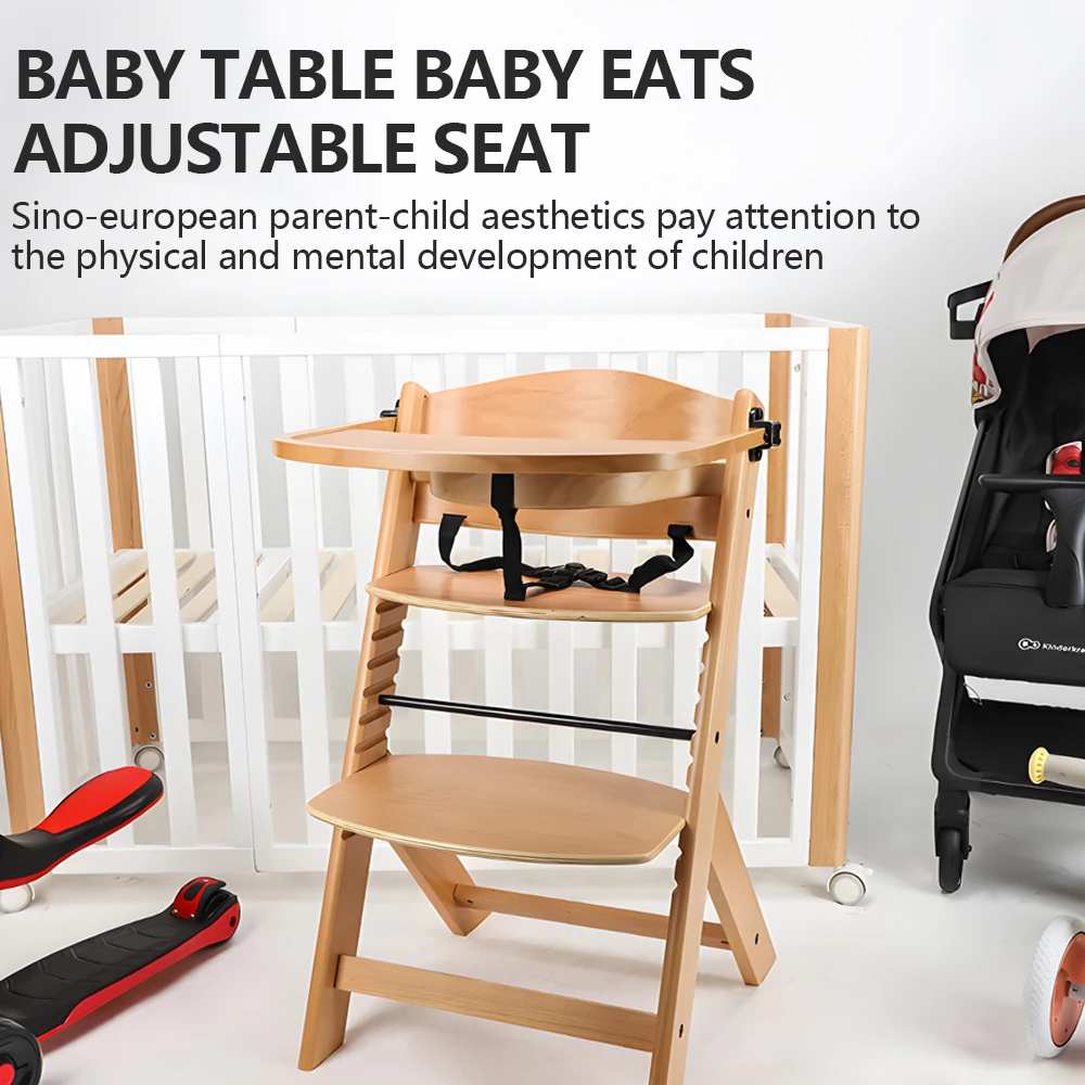 Solid wood baby feeding dining chair with tray Multi functional Growth