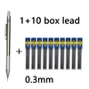 11Pcs/set All Metal Mechanical Pencils 0.3, 0.5, 0.7, 0.9, 1.3 2.0Mm Lead Refills Art, Writing, Sketching Retractable Design 1