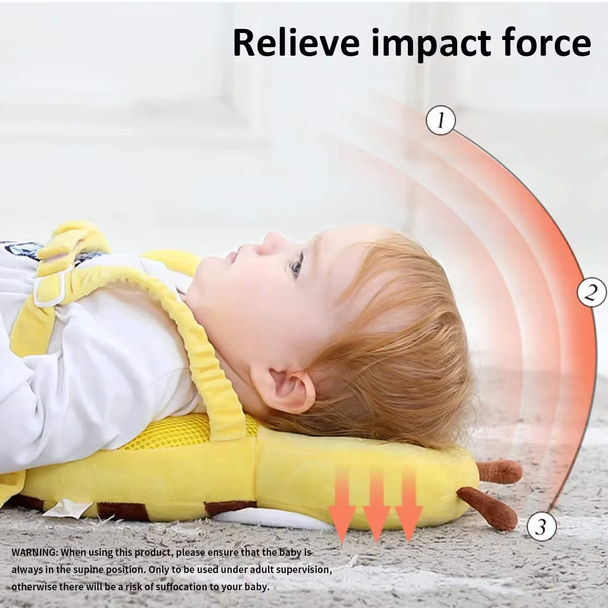 Baby Head Protection Backpack Pillow Toddler Head Safety Pad Cushion Head Anti-fall Protection Pillow Highly Elastic Breathable 3