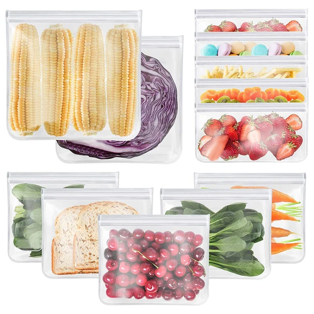 Conteneurs étanches en Silicone pour le stockage des aliments, réutilisables, à fermeture éclair 6