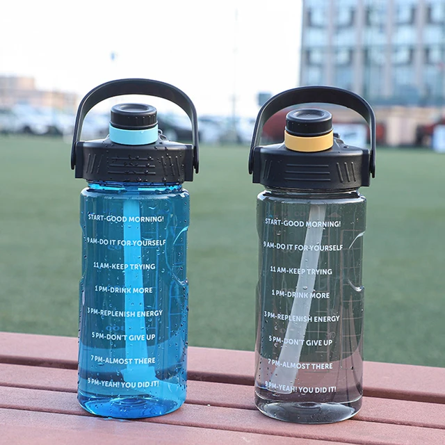3 Liter Water Bottle with Straw 2L 1L Large Big Motivational  BPA Free School gym Sports Drinking Bottle 2