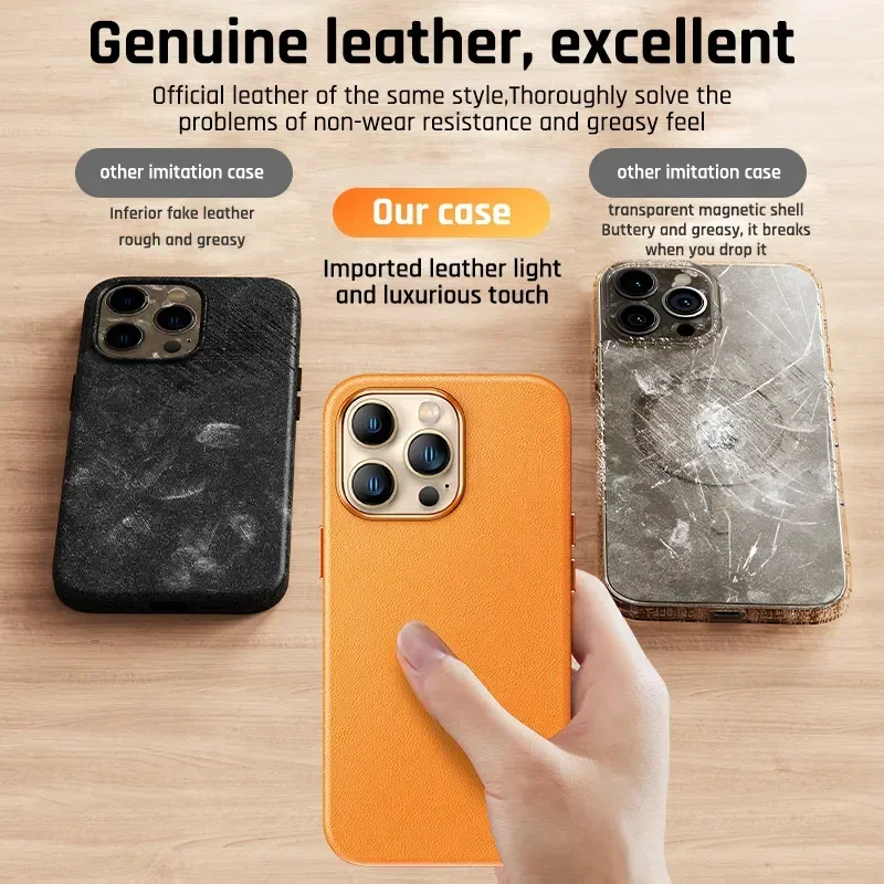 Official Leather Animation For Magsafe Case For iPhone 13 Mini 14 15 Pro Max Plus Phone Cases Magnetic Wireless Charging Cover 5