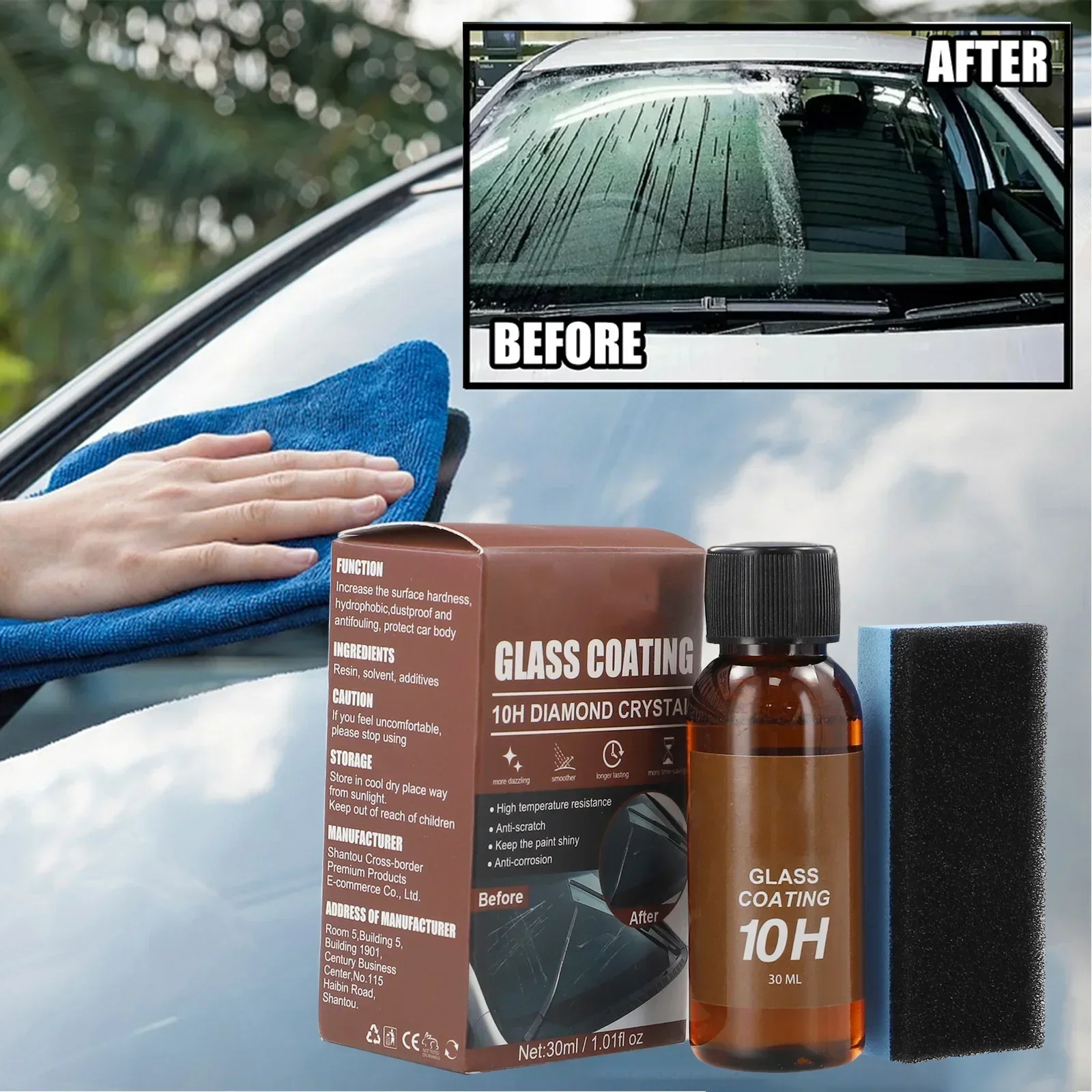Front Windshield Ceramic Coating Car Care Ceramic Coating Front Windshield Sponge Wipe Sunroof