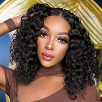 Short Curly Deep Wave Synthetic Bob Wig Natural Black Glueless Curly Bob High Density Afro Curly Wave Wigs On Sale Clearance