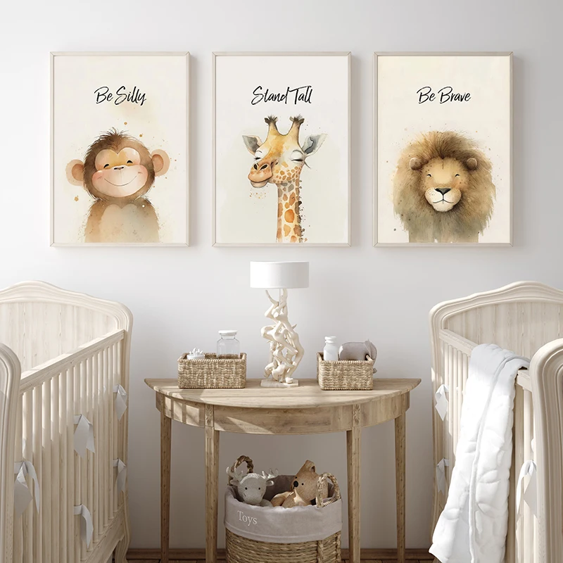 Safari Animal Nursery Wall Art Canvas Paintings Posters and Prints ...