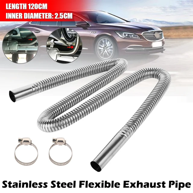 Exhaust pipe 120/150/200CM stainless steel flexible exhaust hose with 2pcs exhaust clamp car generator air diesel parking heater