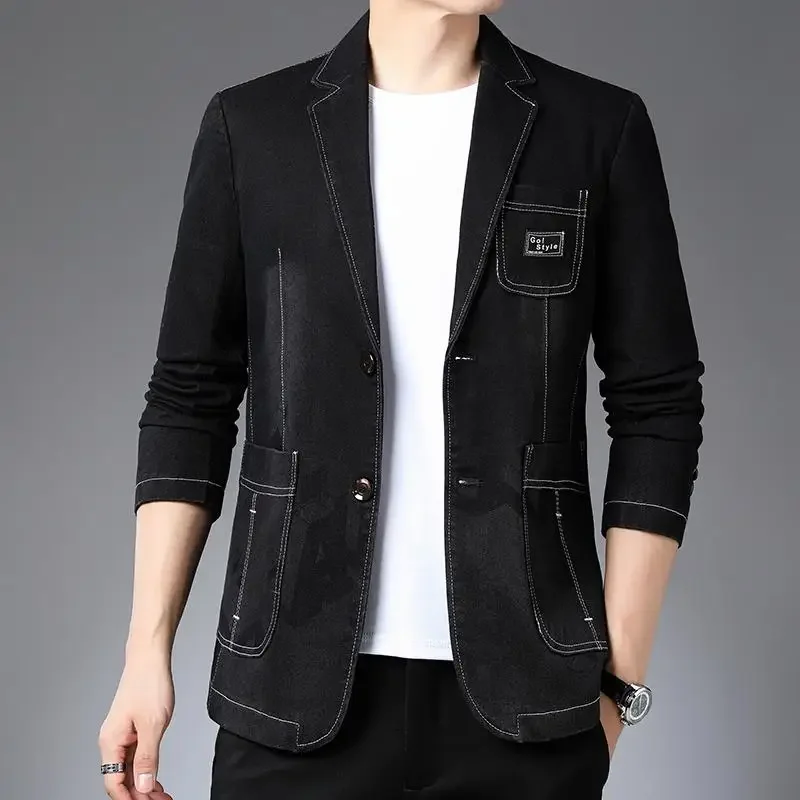 

2023-Boutique Men's Fashion Business Gentleman Casual Slim-fit Elegant Korean Version of All Host Denim British Style Blazer