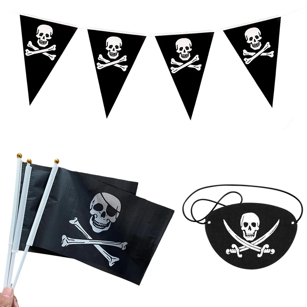 

Pirate Flag One Eye Skull Patches for Kids Pirate Birthday Decorations Halloween Party Favors Supplies Accessories