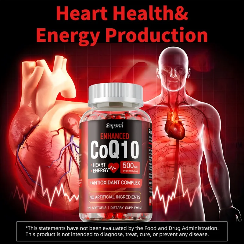CoQ10 Supplement - Supports Heart and Cardiovascular Health, Anti-Aging, Energy Supplement, Gluten-Free, Non-GMO 6