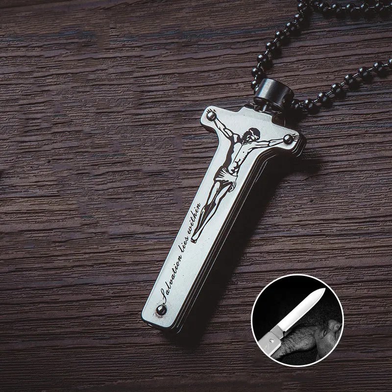 

Self-defense Tactical Knife Quick Release Folding Knife Car Survival Tool Edc Necklace Equipment Hanging Neck Chain