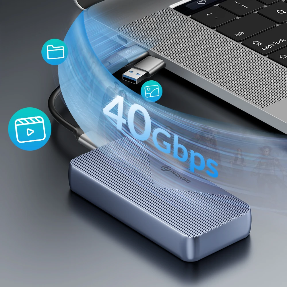 Phixero-gabinete Ssd Nvme em Alumínio Case M.2 Compatível com Thunderbolt Usb 3.2 Usb 3.1 3.0 Tipo-c 40gbps Pcie3.0 - Imagem 3