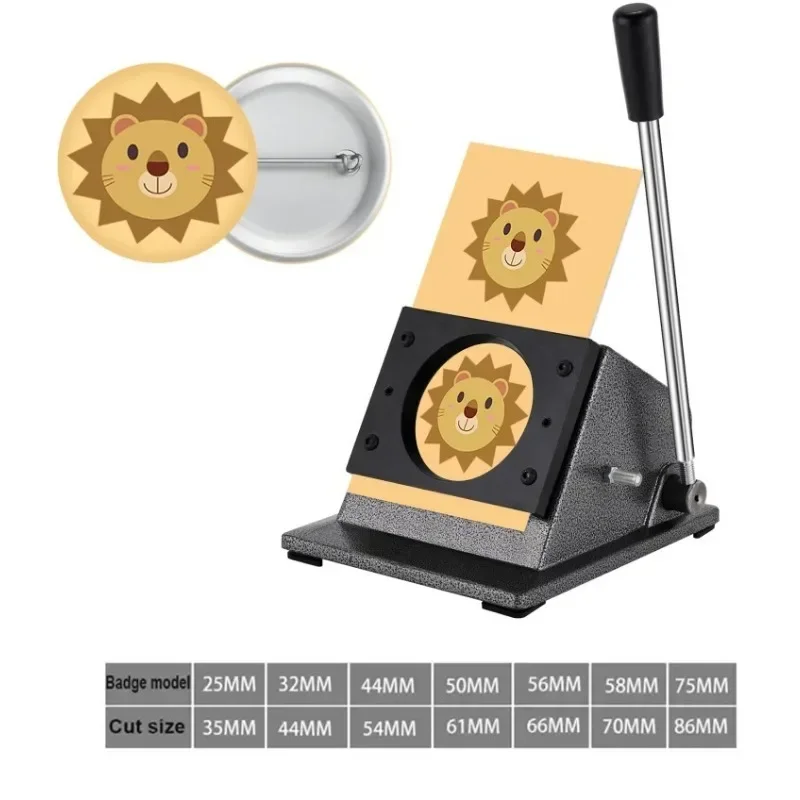 25-75 mm Graphic Die Cutting Machine Manual Round Button Maker Robust Circular Paper Die Punch Graphic Punch Button Maker for 25mm/32mm/58mm/75mm Buttons