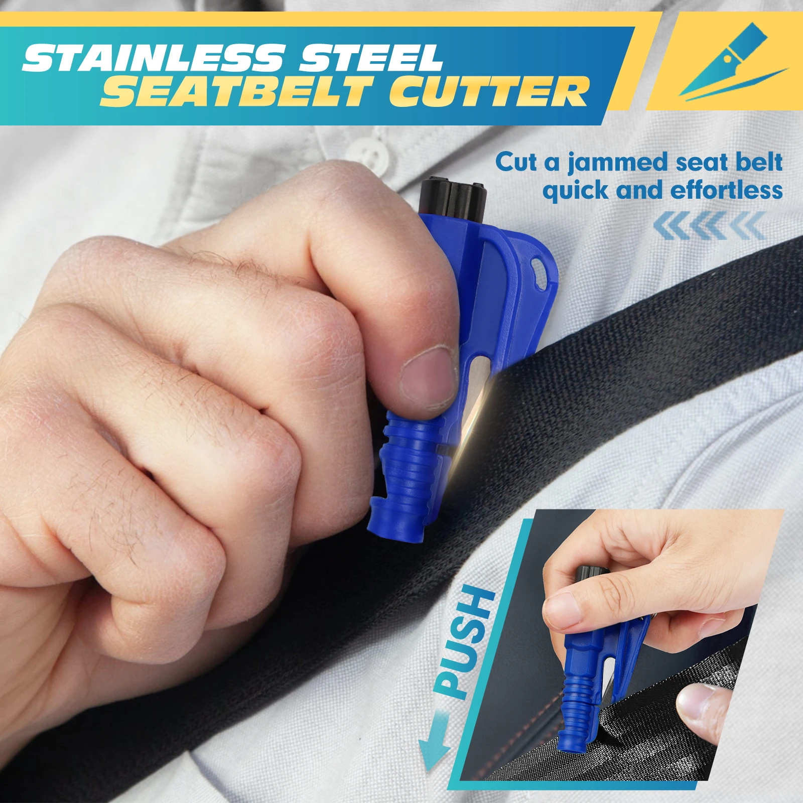 Car Window Breaker Tool 8PCS 3 in 1 Glass Breaker Seatbelt Cutter Survival Whistle Emergency Car Escape Tool