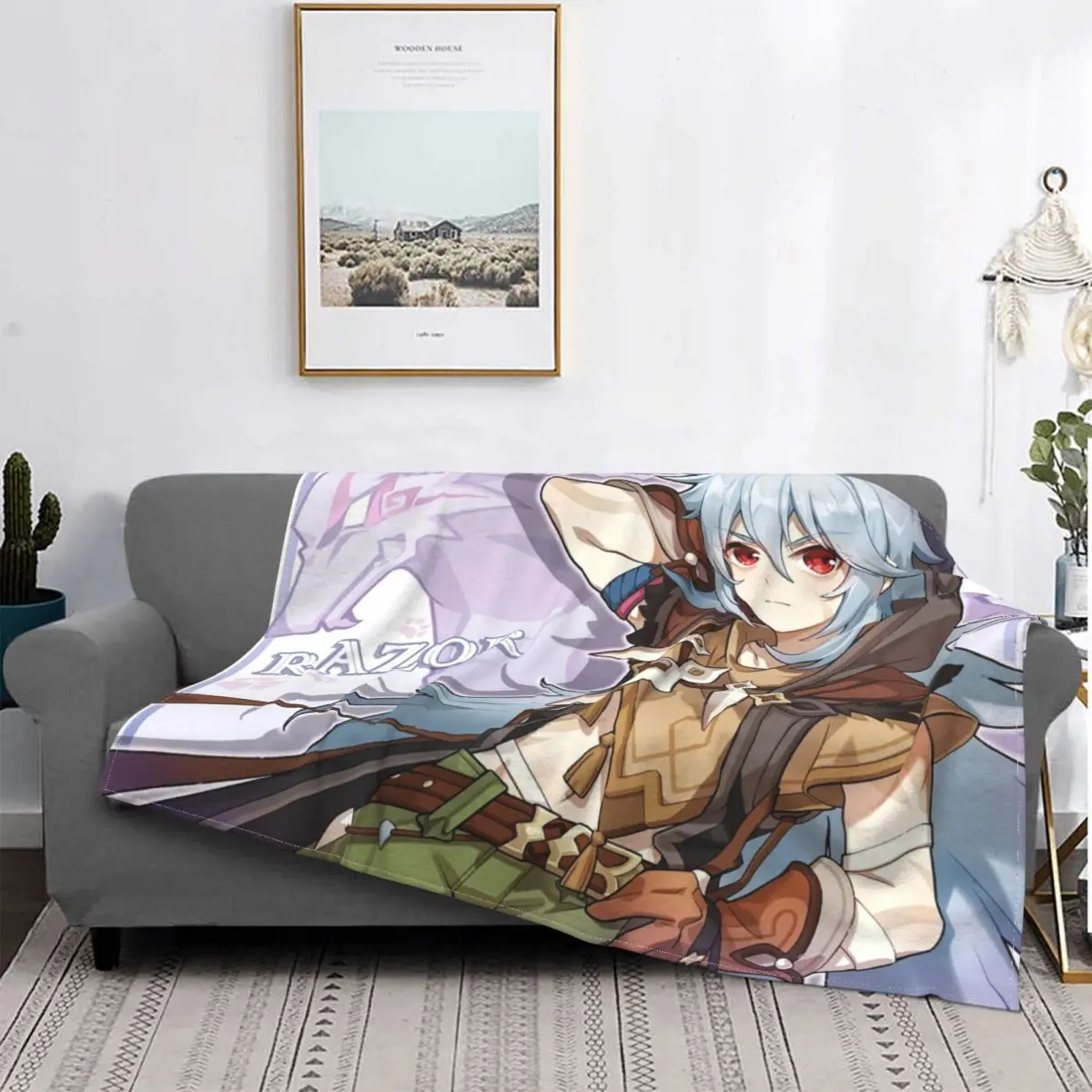 

Genshin Impact Blankets Velvet Print Berserker Multi-function Super Soft Throw Blanket for Bedding Outdoor Bedding Throws