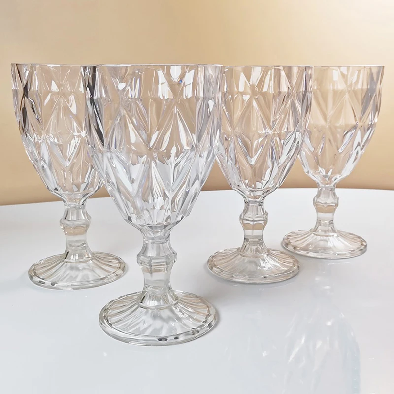 1Pc Plastic Wine Glass Cups Vintage Wine Cup 330ml Embossment Juice Drinking Cups Champagne Goblets
