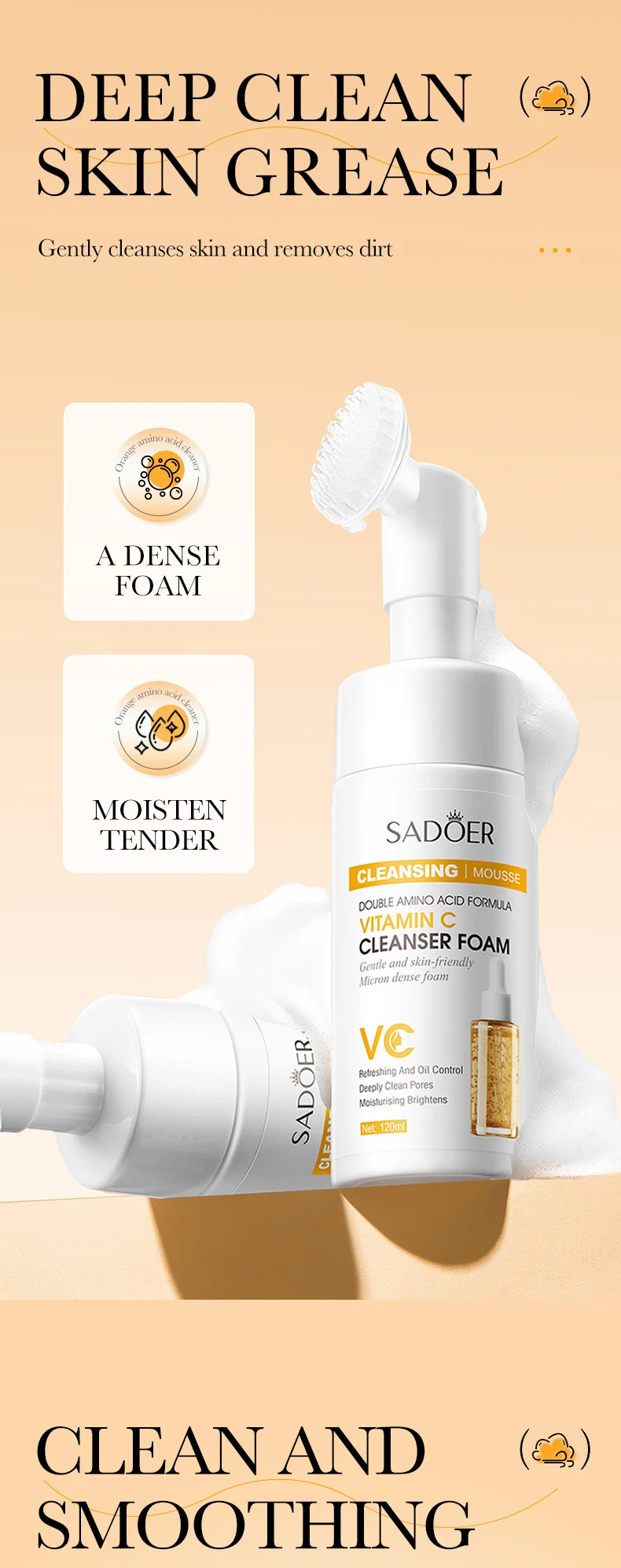 Saoder Vitamin C Face Wash Foam Cleansing Mousse For Bright Skin_voghion.com
