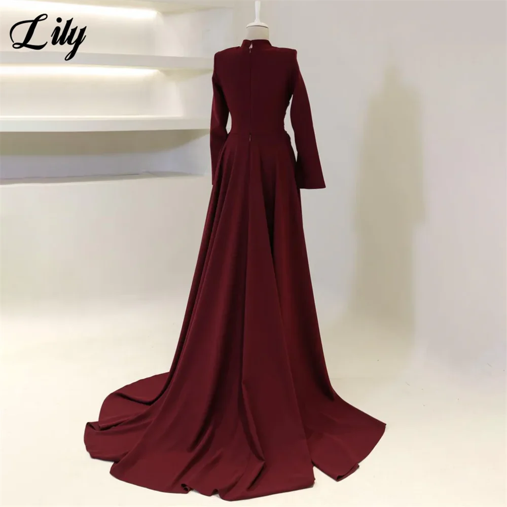 Lily Burgundy Elegant Prom Dress - Train Detail