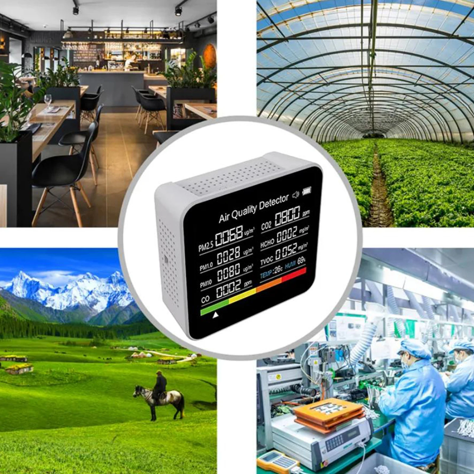 

14 в 1 детектор контроля качества воздуха WiFi Smart CO2, CO, HCHO, TVCO, PM2.5, PM1.0, PM10 детектор температуры и влажности с дистанционным управлением через приложение