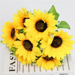 Vibrant Silk Sunflower Bouquet for Home and Event Decor - 7 Blooms (Yellow)