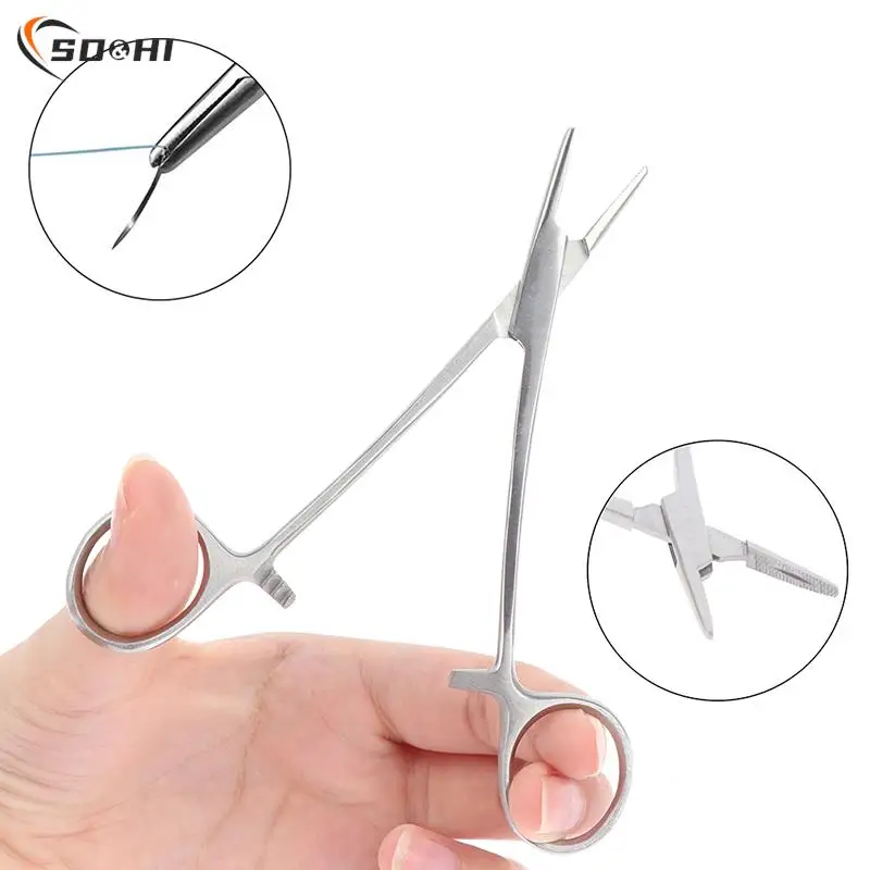 

1pc 12cm Locking Forceps Curved Hemostat Farm Tool Needle Clamp Suture Needle Holder Teaching Tools