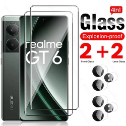 8 - in - 1 3D Curved Tempered Glass and Camera Lens Screen Protector - Realme GT 6T 5G (4In1 2Front 2Lens)