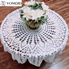 YOMDID Round Handmade Crochet Openwork Tablecloth Cotton Lace Mat Placemat Tablecloth Home Wedding Valentine's Day Decoration 1