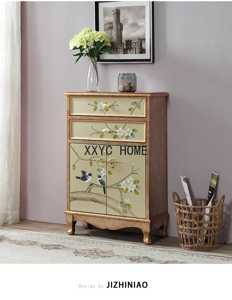 

Shoe Cabinet Sitting Room Cabinet Simple Hand Painted Hall Cabinet American Light Luxury Wine