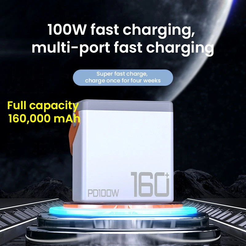 160000mAh power bank fast charging PD100W power station for notebook laptop triple Type C eight USB big capacity power banks