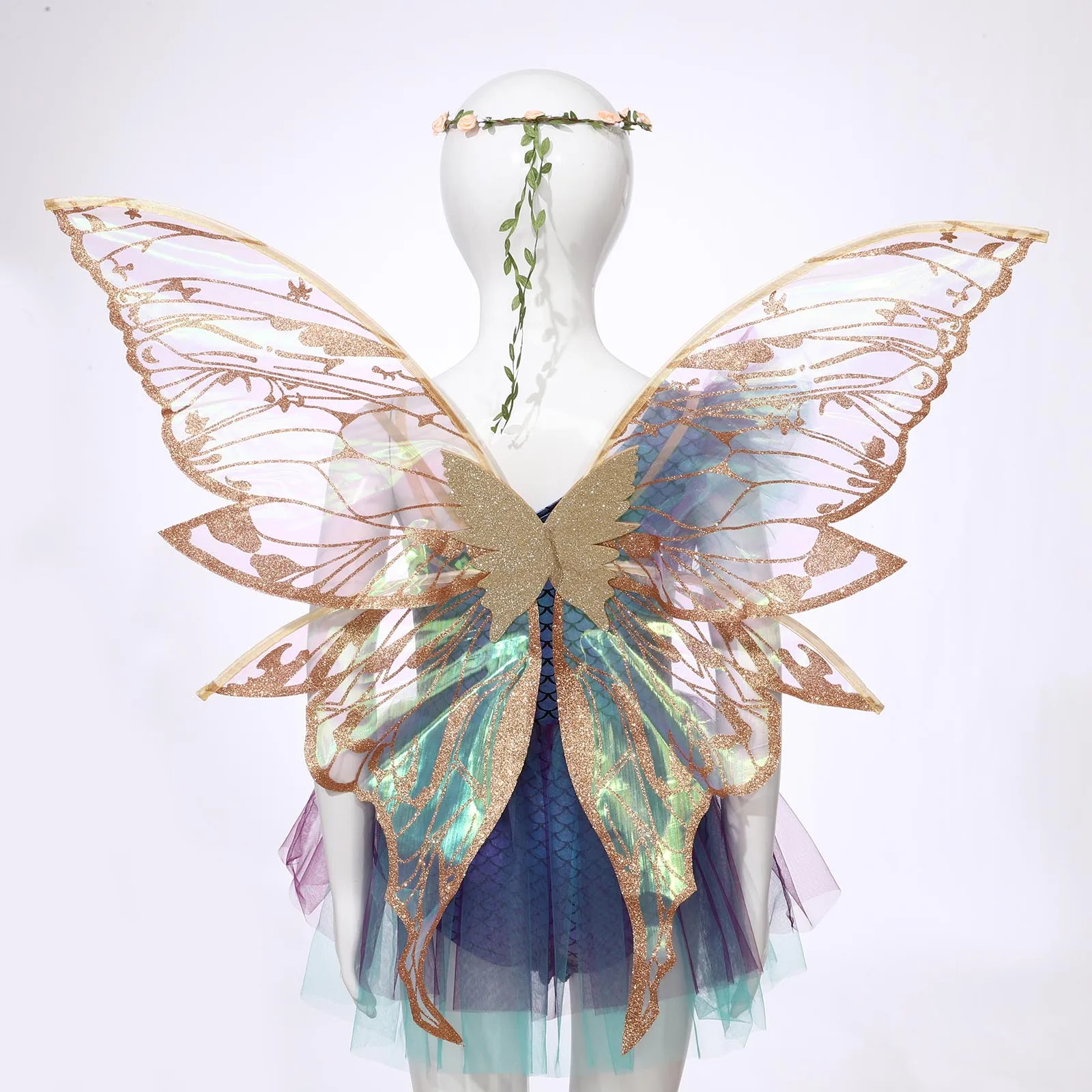 Disfraz De Hada Con Alas De Mariposa, Corona De Flores Y Varita Mágica, Para Niñas Y Mujeres, Fiestas Y Cosplay