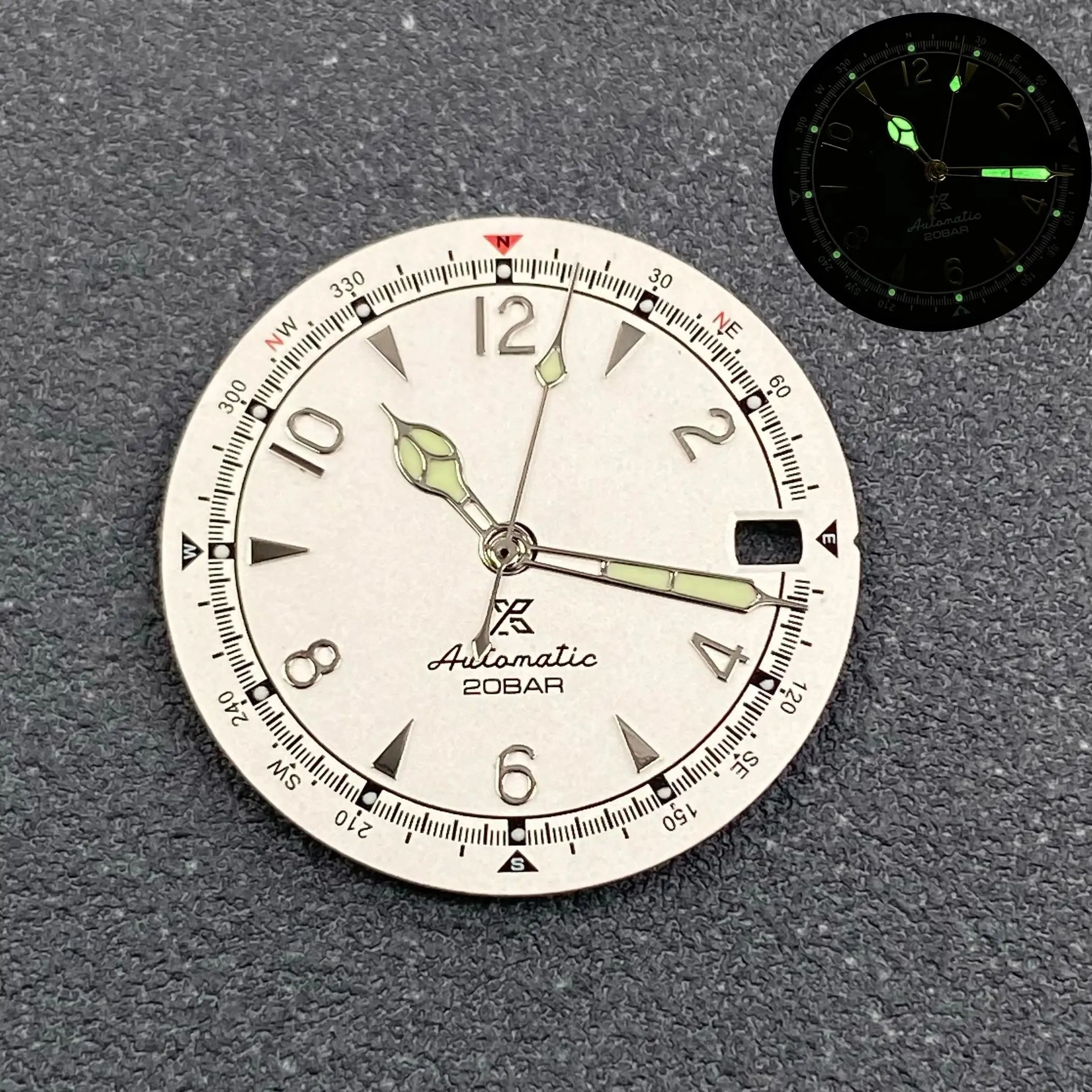Vintage Olive Green Luminous Watch Dial - 28.5mm Watch Face Accessories