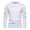 Men‘s T-shirts 100% Cotton Long Sleeve Casual Tops Solid Color High Quality Backing T-Shirt Spring Autumn Classic Men Clothing 2