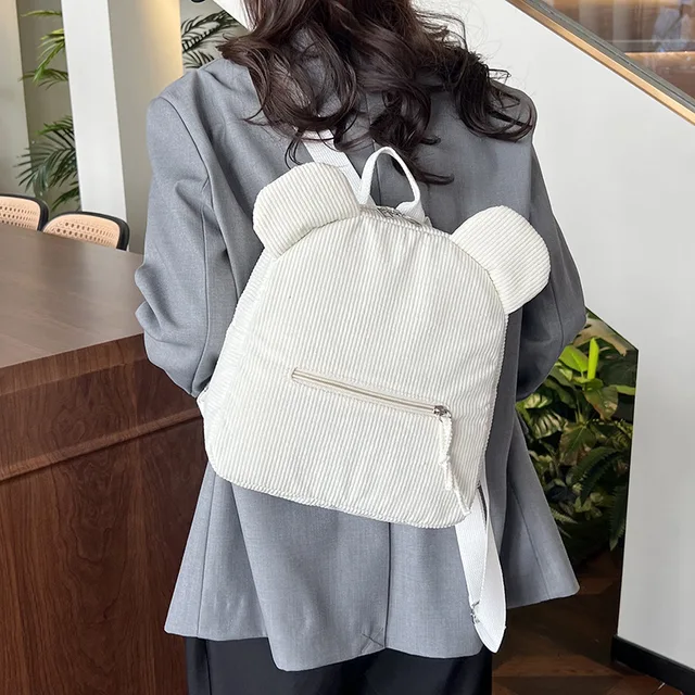 Cute Bear Ear Fleece Backpack for Girls, 1Pcs Warm Lambswool Small Daypack, Kids Casual School Bag Rucksack for Travel Shopping 4