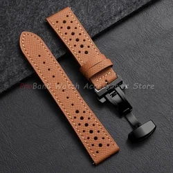 Vintage Genuine Leather Watch Band - Universal Cowhide Strap with Breathable Design - 18mm (Brown - Black)