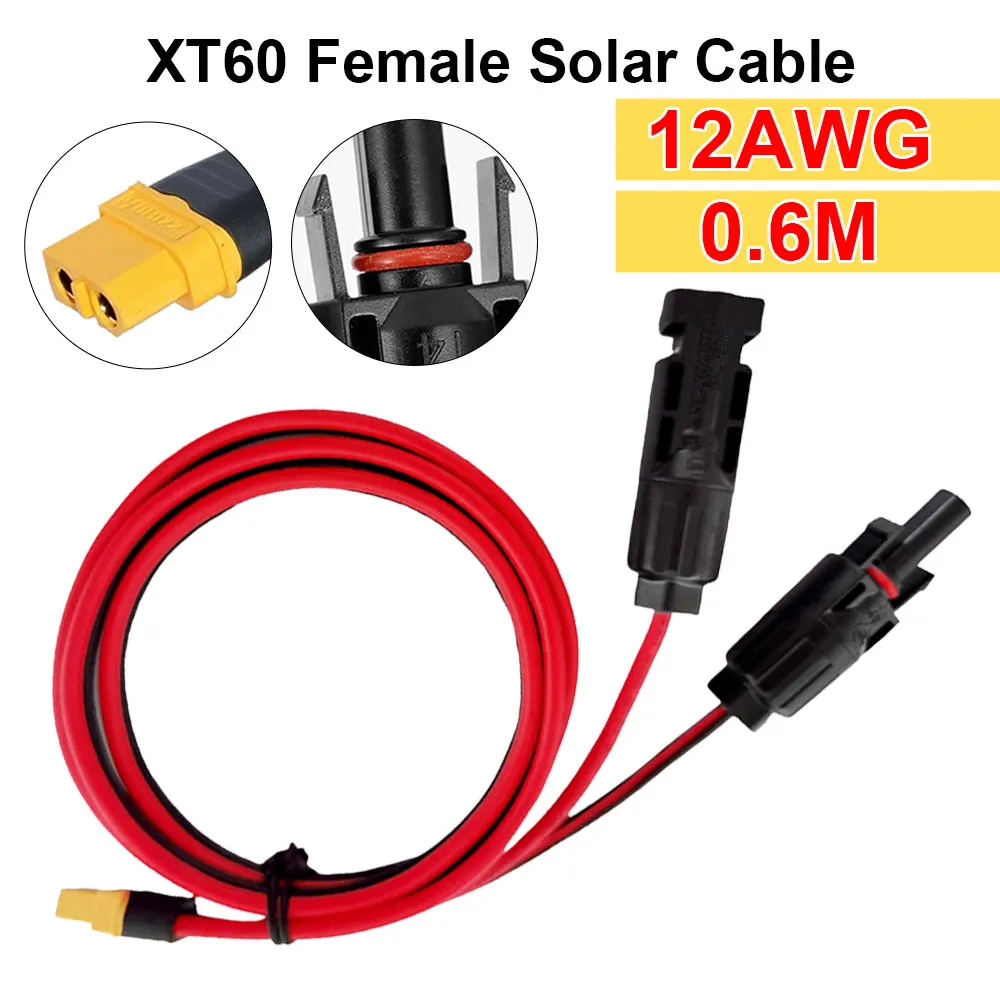 Description Picture 2 of item12AWG Solar Charge Cable XT60 Female Adapter to Solar Panel Connector Extension Wire For Portable Power Station Solar Generator