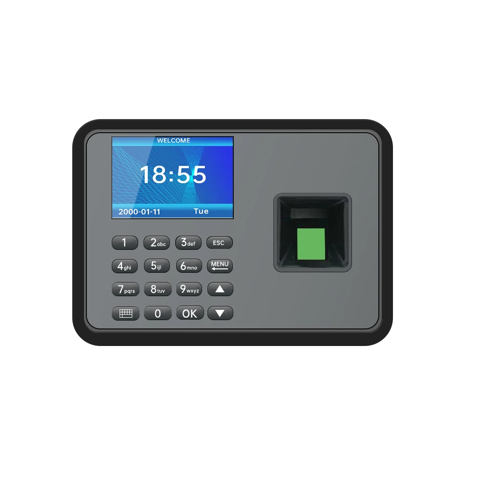 2.4" Muti-Language Fingerprint Attendance Biometric Machine System Employee Keypad Electric Time Clock Recorder USB Data Manage