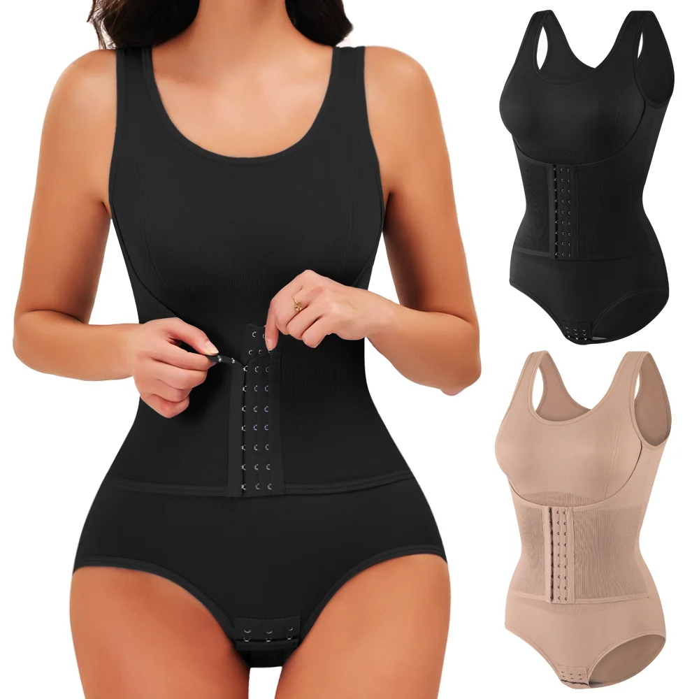 Bodysuit Shapewear with Belt Women Tummy Control Fajas Body Shaper Waist Trainer Slimming Cincher Corset Tops Gym Belly Trimmer 1