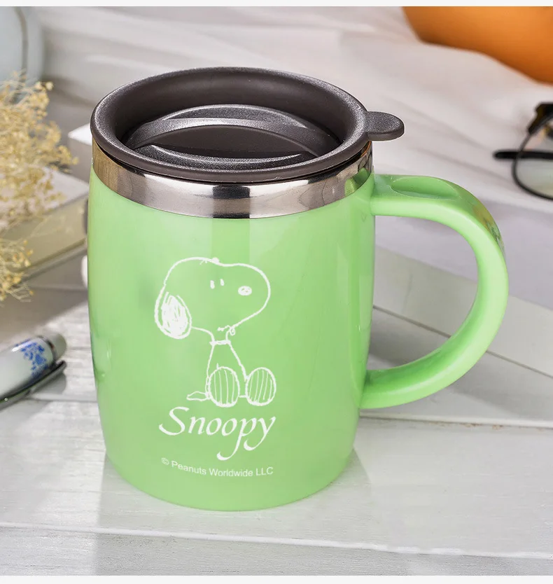  Spoontiques - Ceramic Travel Coffee Mug with Lid and Handle -  Spill Proof Lid - Double Walled Cup for Hot and Cold Beverages - Microwave  and Dishwasher Safe - Snoopy Insulated