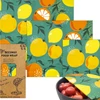 3PC/SET Environmental Organic Cotton Wax Cloth Replace Household Plastic Wrap Reusable and Washable Orange Pattern 1