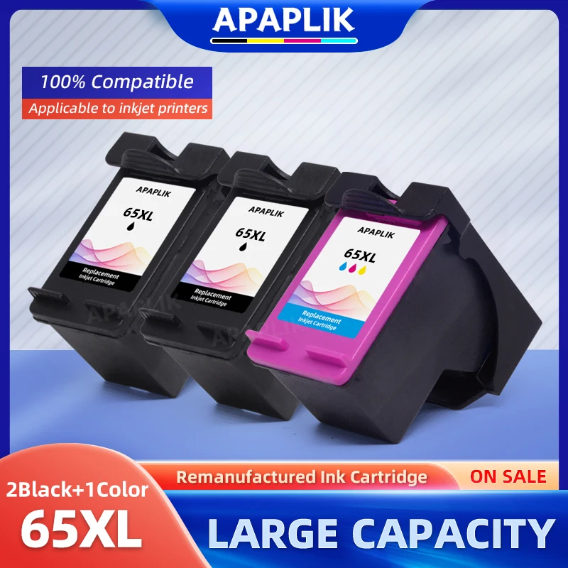 Apaplik 65Xl Cartuccia Di Inchiostro Per Hp 65Xl Hp65 Per Hp Deskjet 2620 2621 2622 2623 2624 2625 2628 2630 2632 2633 2634 2655 Stampante