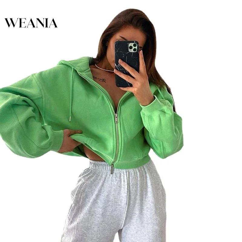 

Fashion Women Zipper Hood Long Sleeve Drawstring Street Hoodies